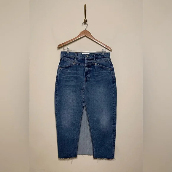 Reformation Jagger Denim Midi Skirt in Hemlock